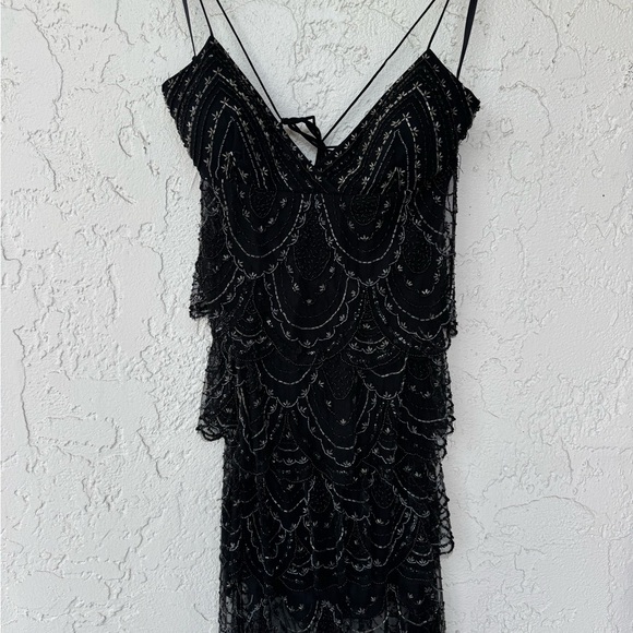 Black Sequin Tiered Babydoll Dress - Picture 1 of 6